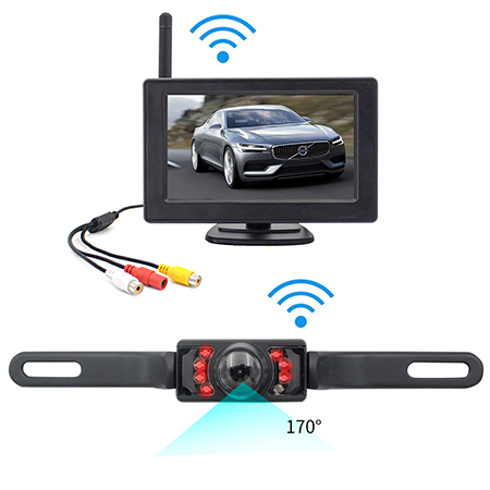 Wireless 4.3 Inch Car Monitor Reverse Rear View Camera Kit